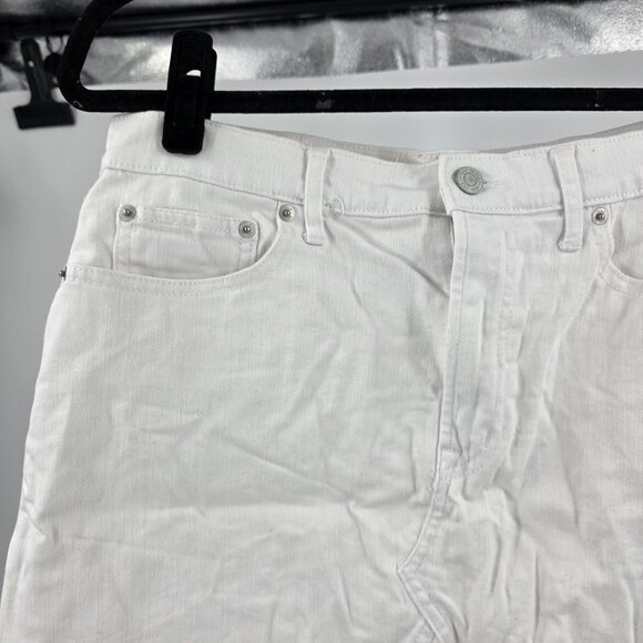 Gap Denim White Distressed Fringe Hem Skirt Size 10 - Picture 7 of 10